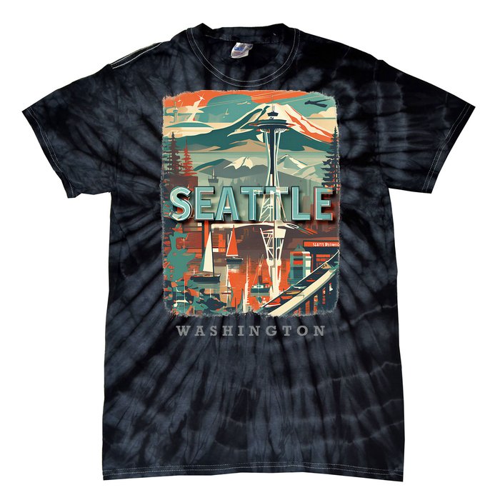 Seattle W.A.S..H.I.N.G.T.O.N Wa Emerald City Skyline Sd270 Tie-Dye T-Shirt