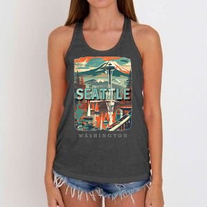 Seattle W.A.S..H.I.N.G.T.O.N Wa Emerald City Skyline Sd270 Women's Knotted Racerback Tank