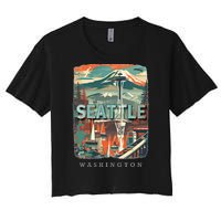 Seattle W.A.S..H.I.N.G.T.O.N Wa Emerald City Skyline Sd270 Women's Crop Top Tee