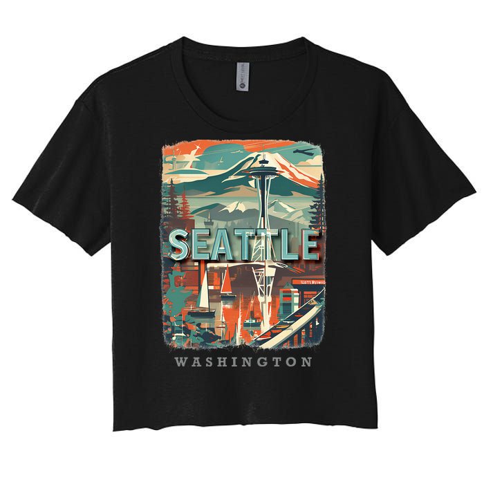 Seattle W.A.S..H.I.N.G.T.O.N Wa Emerald City Skyline Sd270 Women's Crop Top Tee