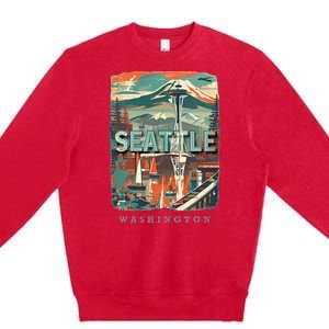 Seattle W.A.S..H.I.N.G.T.O.N Wa Emerald City Skyline Sd270 Premium Crewneck Sweatshirt