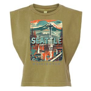 Seattle W.A.S..H.I.N.G.T.O.N Wa Emerald City Skyline Sd270 Garment-Dyed Women's Muscle Tee