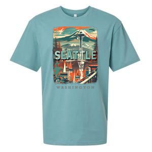 Seattle W.A.S..H.I.N.G.T.O.N Wa Emerald City Skyline Sd270 Sueded Cloud Jersey T-Shirt