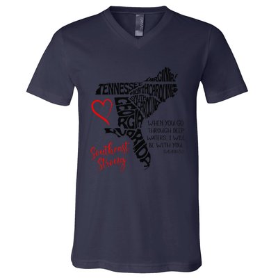 Southeast When You Go Through Deep Waters ILl Be With You V-Neck T-Shirt