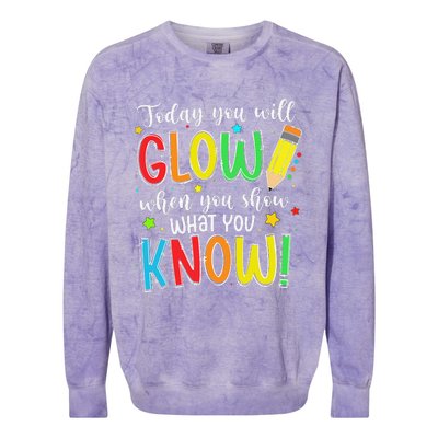 Show What You Know Test Testing Day For Teacher Colorblast Crewneck Sweatshirt