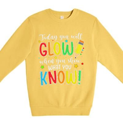 Show What You Know Test Testing Day For Teacher Premium Crewneck Sweatshirt