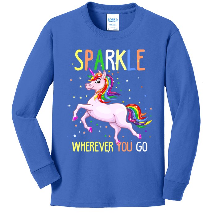 Sparkle Wherever You Go Unicorn Lovers Gift Kids Long Sleeve Shirt