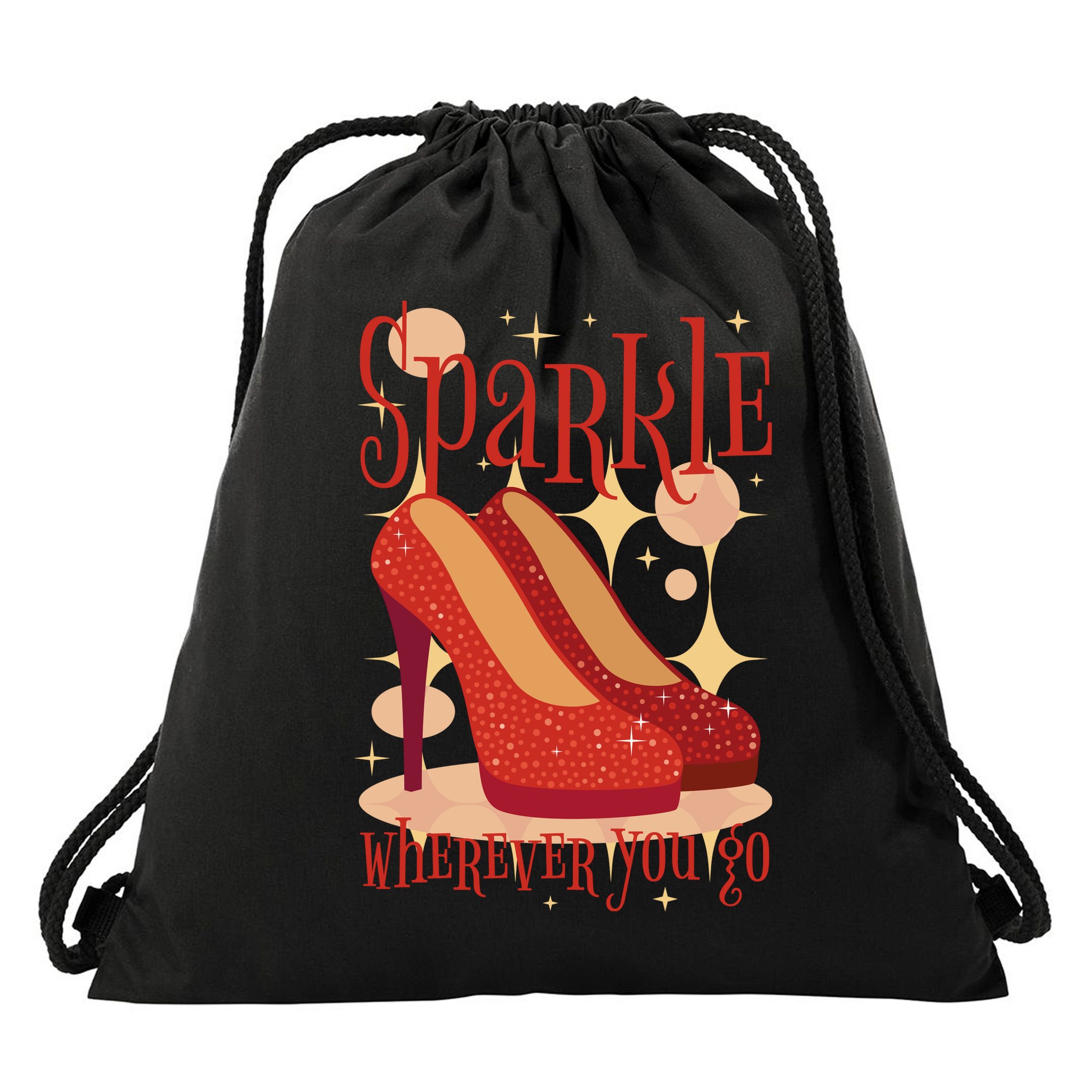 Sparkle Wherever You Go Red Heels Gift For Her Drawstring Bag