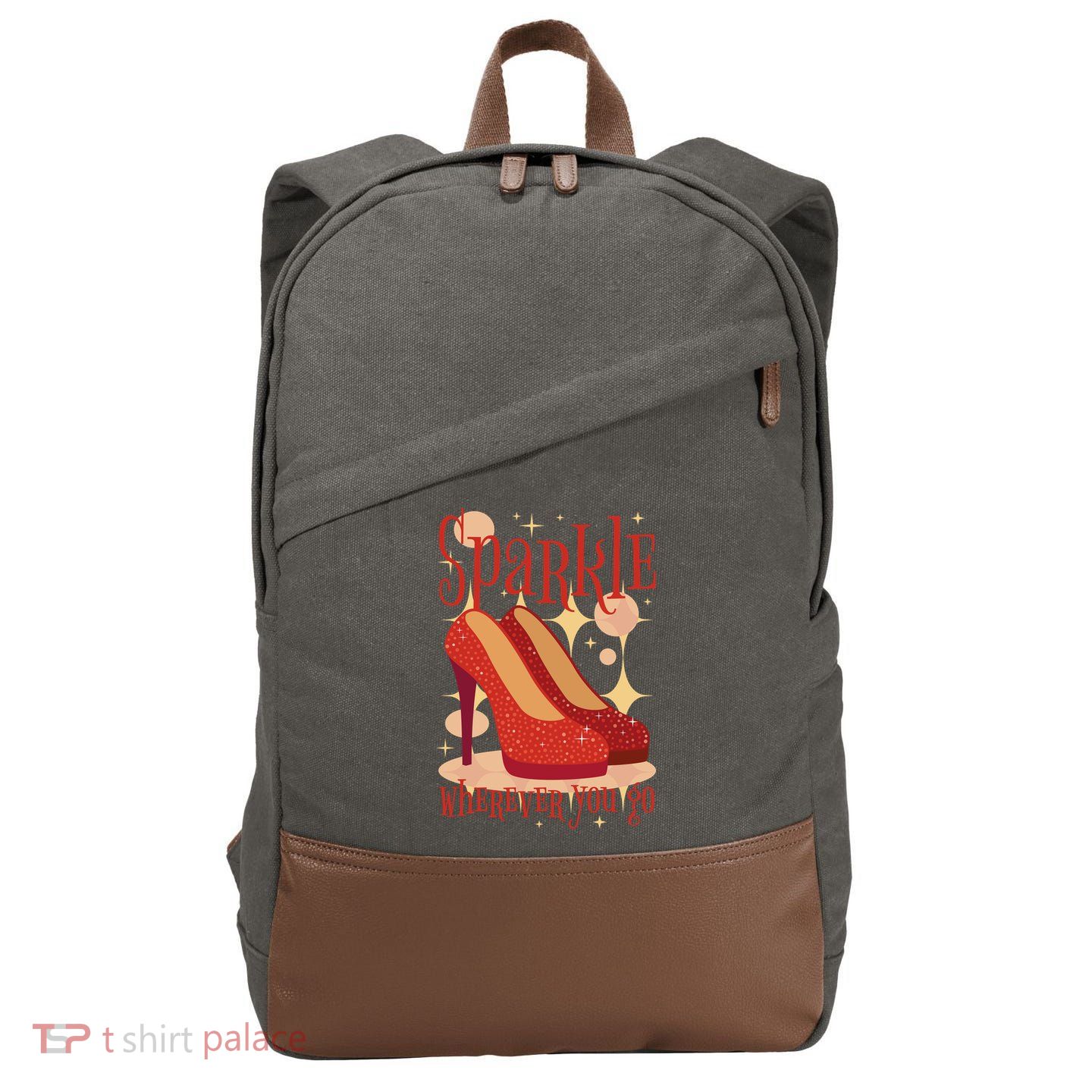 Sparkle Wherever You Go Red Heels Gift For Her Cotton Canvas Backpack
