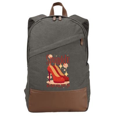 Sparkle Wherever You Go Red Heels Gift For Her Cotton Canvas Backpack