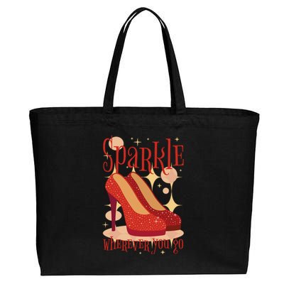 Sparkle Wherever You Go Red Heels Gift For Her Cotton Canvas Jumbo Tote