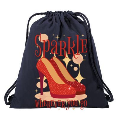 Sparkle Wherever You Go Red Heels Gift For Her Drawstring Bag