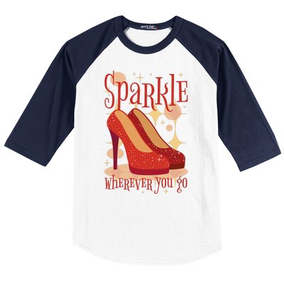 Sparkle Wherever You Go Red Heels Gift For Her Baseball Sleeve Shirt