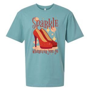 Sparkle Wherever You Go Red Heels Gift For Her Sueded Cloud Jersey T-Shirt