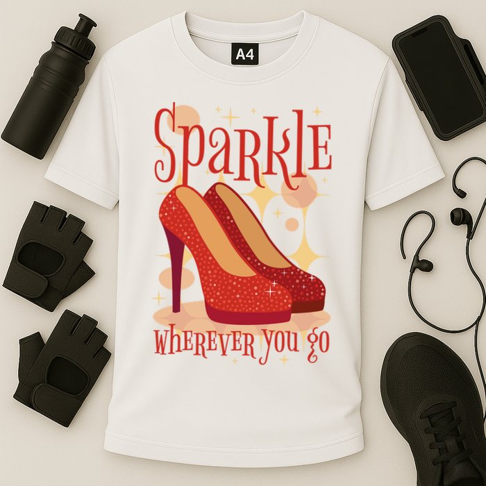 Sparkle Wherever You Go Red Heels Gift For Her Cooling Performance Crew T-Shirt