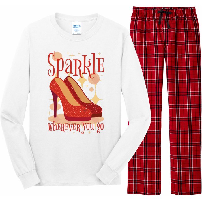 Sparkle Wherever You Go Red Heels Gift For Her Long Sleeve Pajama Set