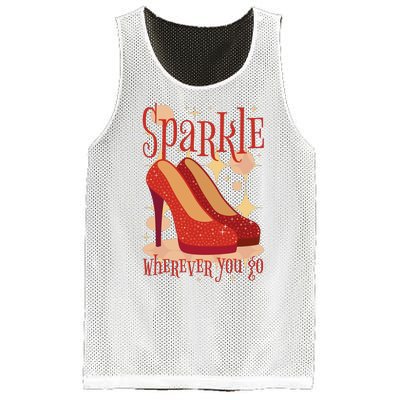 Sparkle Wherever You Go Red Heels Gift For Her Mesh Reversible Basketball Jersey Tank