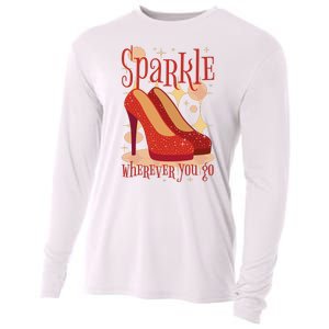 Sparkle Wherever You Go Red Heels Gift For Her Cooling Performance Long Sleeve Crew