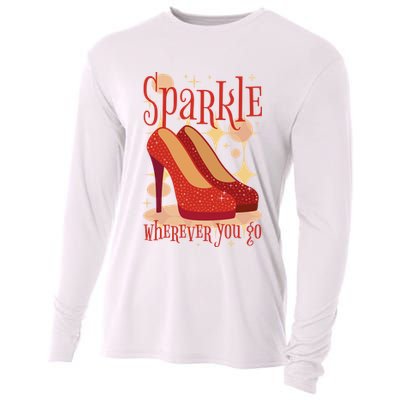 Sparkle Wherever You Go Red Heels Gift For Her Cooling Performance Long Sleeve Crew
