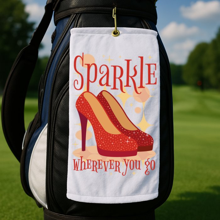 Sparkle Wherever You Go Red Heels Gift For Her Golf Towel