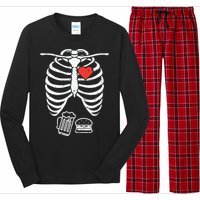 Skeleton Xray Beer Burger Funny Halloween Pregnancy Dad Long Sleeve Pajama Set