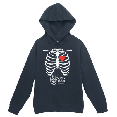 Skeleton Xray Beer Burger Funny Halloween Pregnancy Dad Urban Pullover Hoodie