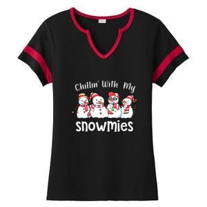 Snowman Xmas Chillin With My Snowmies Christmas Pajamas Gift Ladies Halftime Notch Neck Tee