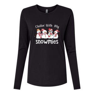 Snowman Xmas Chillin With My Snowmies Christmas Pajamas Gift Womens Cotton Relaxed Long Sleeve T-Shirt