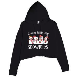 Snowman Xmas Chillin With My Snowmies Christmas Pajamas Gift Crop Fleece Hoodie