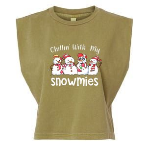 Snowman Xmas Chillin With My Snowmies Christmas Pajamas Gift Garment-Dyed Women's Muscle Tee