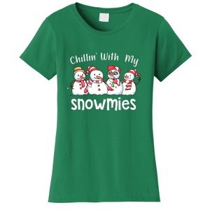 Snowman Xmas Chillin With My Snowmies Christmas Pajamas Gift Women's T-Shirt