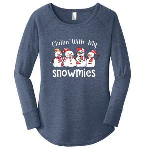 Snowman Xmas Chillin With My Snowmies Christmas Pajamas Gift Women's Perfect Tri Tunic Long Sleeve Shirt