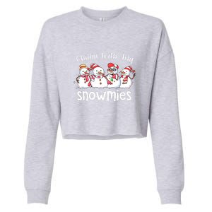 Snowman Xmas Chillin With My Snowmies Christmas Pajamas Gift Cropped Pullover Crew