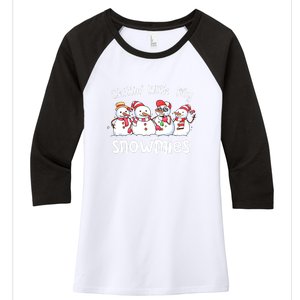 Snowman Xmas Chillin With My Snowmies Christmas Pajamas Gift Women's Tri-Blend 3/4-Sleeve Raglan Shirt