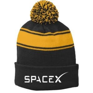 Space X Classic Logo Stripe Pom Pom Beanie