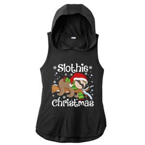 Slothie Xmas Cute Sloth Christmas Pajamas For Wo Girls Ladies PosiCharge Tri-Blend Wicking Draft Hoodie Tank