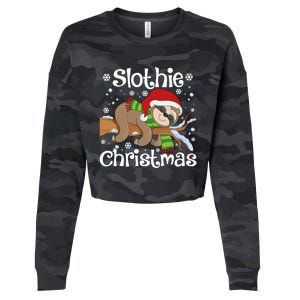 Slothie Xmas Cute Sloth Christmas Pajamas For Wo Girls Cropped Pullover Crew