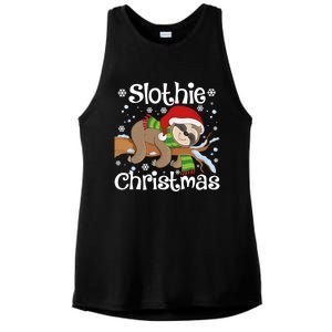 Slothie Xmas Cute Sloth Christmas Pajamas For Wo Girls Ladies PosiCharge Tri-Blend Wicking Tank