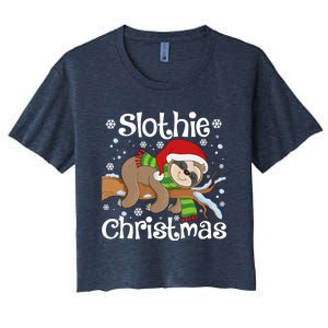 Slothie Xmas Cute Sloth Christmas Pajamas For Wo Girls Women's Crop Top Tee