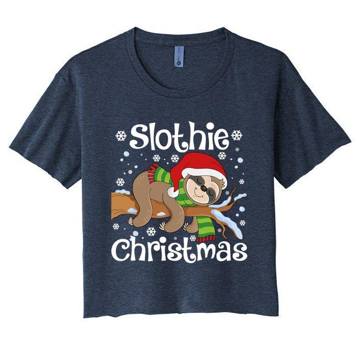 Slothie Xmas Cute Sloth Christmas Pajamas For Wo Girls Women's Crop Top Tee