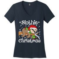 Slothie Xmas Cute Sloth Christmas Pajamas For Wo Girls Women's V-Neck T-Shirt