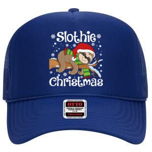 Slothie Xmas Cute Sloth Christmas Pajamas For Wo Girls High Crown Mesh Back Trucker Hat