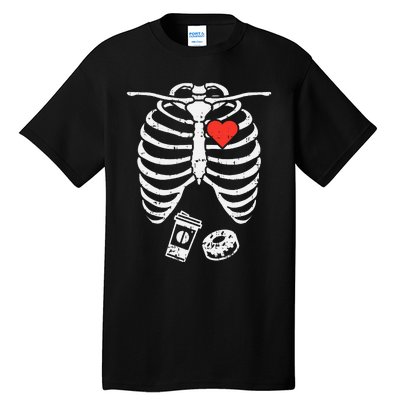 Skeleton XRay Donut Coffee Funny Halloween Pregnancy Dad Tall T-Shirt