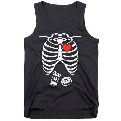 Skeleton XRay Donut Coffee Funny Halloween Pregnancy Dad Tank Top