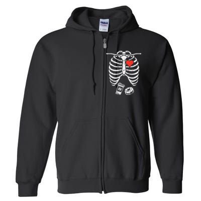 Skeleton XRay Donut Coffee Funny Halloween Pregnancy Dad Full Zip Hoodie