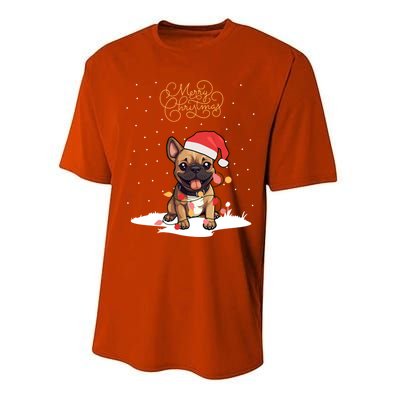 Santa Xmas Frenchie Merry Christmas French Bulldog Puppy Cute Gift Performance Sprint T-Shirt