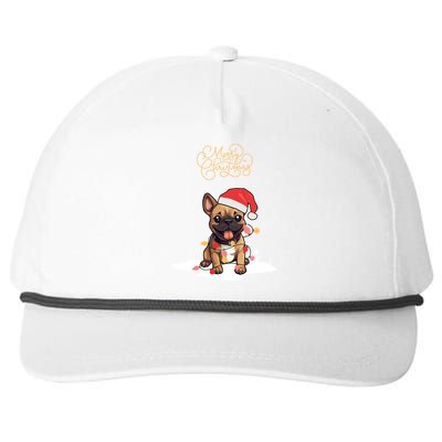 Santa Xmas Frenchie Merry Christmas French Bulldog Puppy Cute Gift Snapback Five-Panel Rope Hat