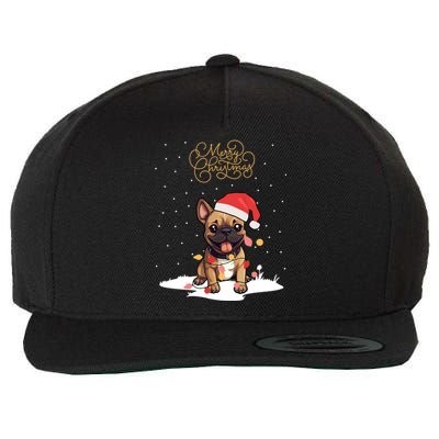 Santa Xmas Frenchie Merry Christmas French Bulldog Puppy Cute Gift Wool Snapback Cap