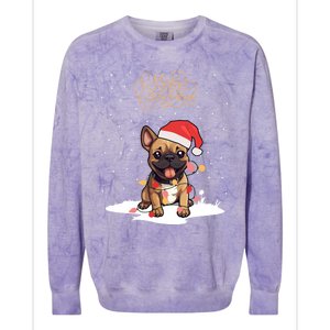 Santa Xmas Frenchie Merry Christmas French Bulldog Puppy Funny Gift Colorblast Crewneck Sweatshirt