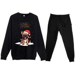 Santa Xmas Frenchie Merry Christmas French Bulldog Puppy Funny Gift Premium Crewneck Sweatsuit Set